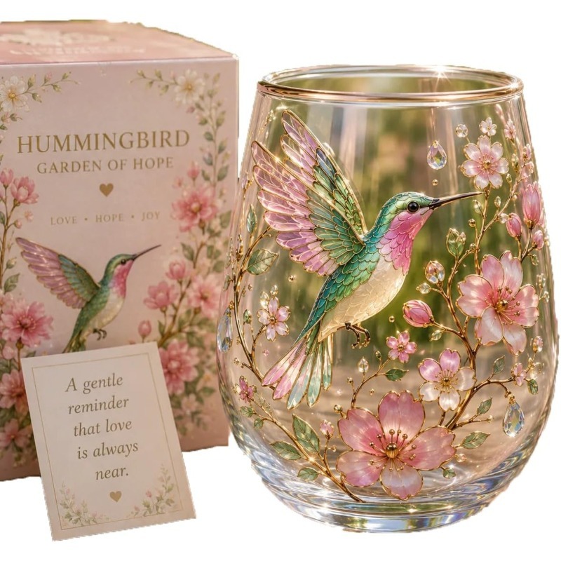 Morning Tea Coffee - Limitierte Auflage 2026 Garten-Morgenfröhlichkeit Glas-Teetasse, Kolibri-Blumenmuster