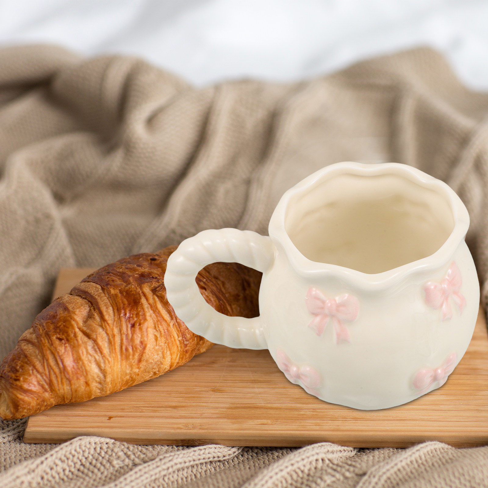 Morning Tea Coffee - Einzigartige 3D-Schleifen-Keramiktasse, handgefertigt mit Schleifendesign, Kaffee-