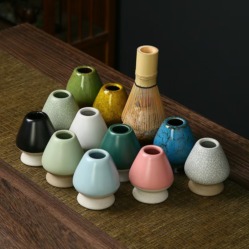 Matcha Whisk Set - Matcha-Teegesenhalter, Keramikhalter für Bambus, Matcha Chasen,