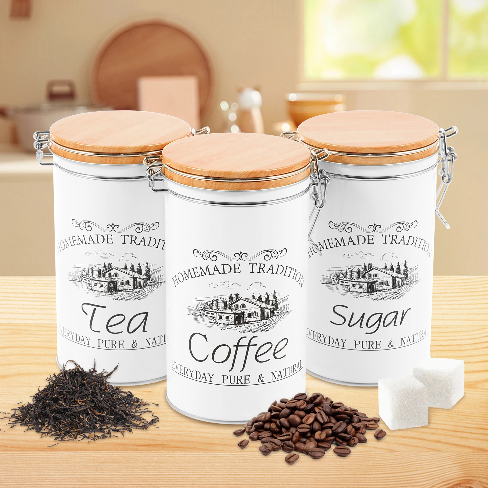 Coffee Tea And Sugar Canister Set - 3 Teile/satz Tee Kaffee Zucker Kanister