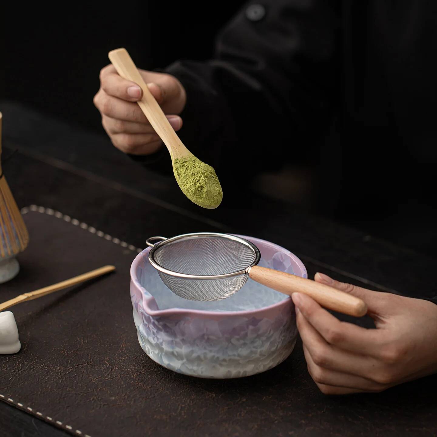 Matcha Whisk Set - 4/8-teiliges 2026 Neues Kristallines Eisblumen-Matcha-Set, Keramikschale