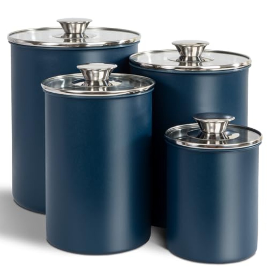 Coffee Tea And Sugar Canister Set - Edelstahl-Lebensmittelbehälter-Set, 4-teilig, 16/49/85/132 oz, Luftdichte Behälter