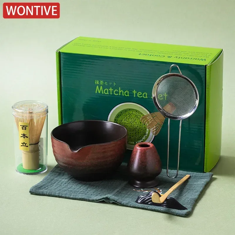 Matcha Whisk Set - 1-7-teiliges Japanisches Matcha-Zubereitungsset Bambus-Matcha-Besen Exquisite Matcha-Schale