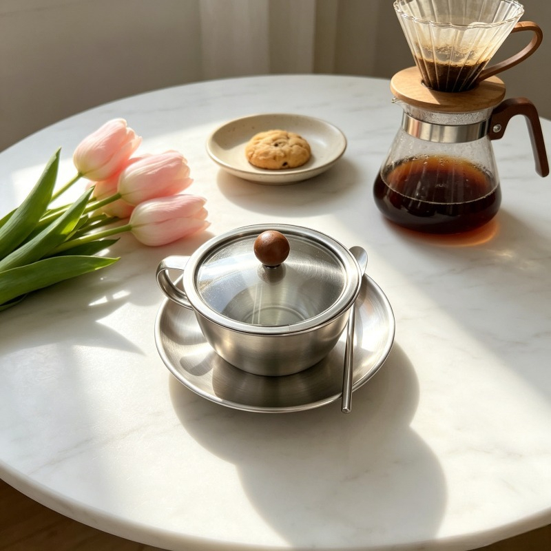 Coffee Tea And Sugar Canister Set - Vintage Edelstahl Kaffeetassen-Set im Industriestil Metallbecher