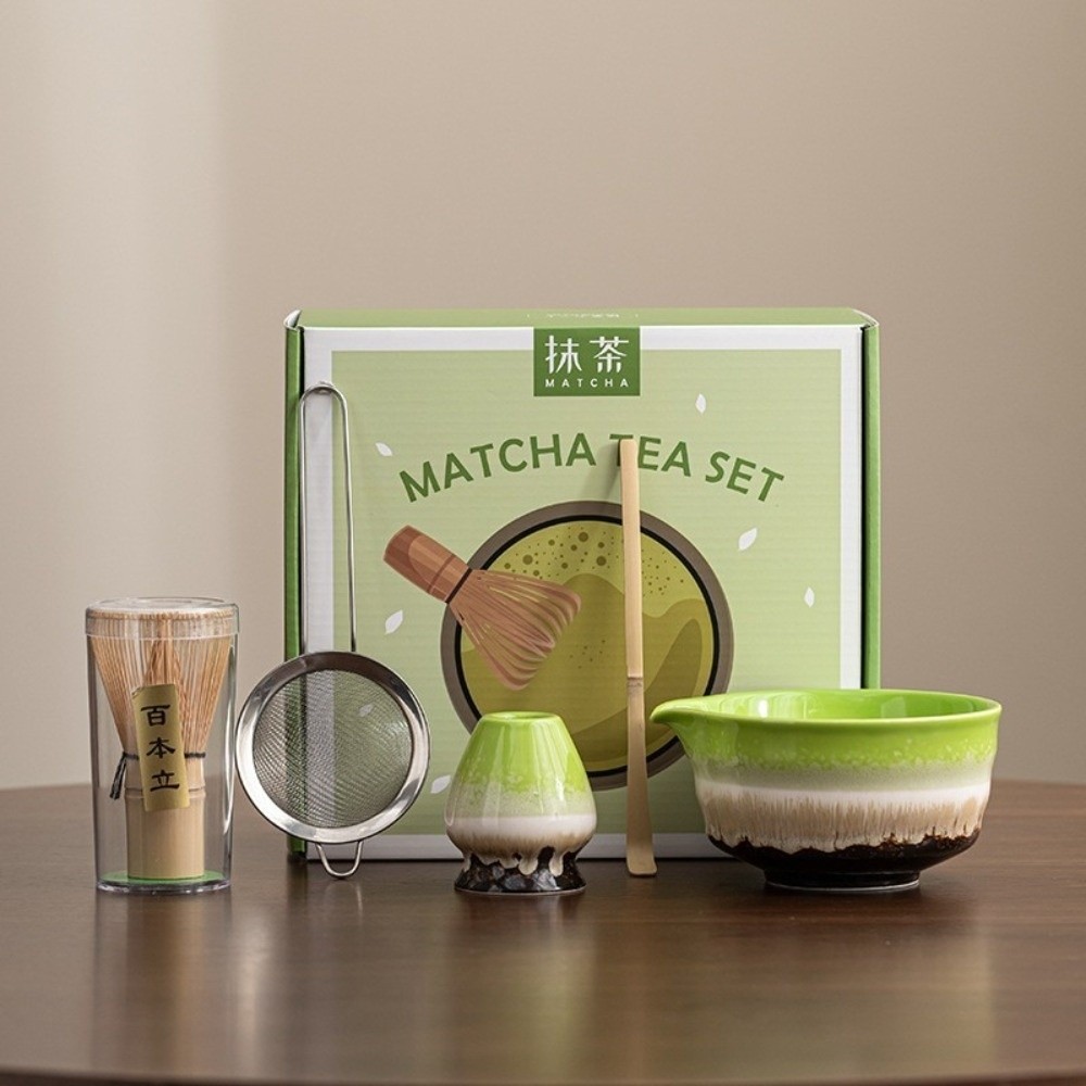 Matcha Whisk Set - Teestäbchen, japanisches Matcha-Teeset, Matcha-Löffel, passende Schüssel,
