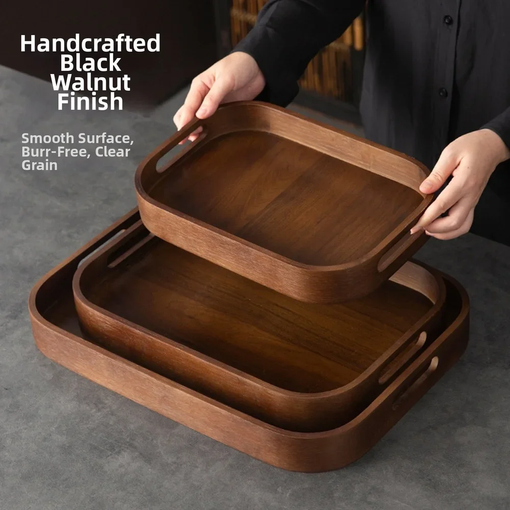 Coffee Tea Stand - Teetablett aus Holz mit Griffen, Mehrzweck-Servierplatte