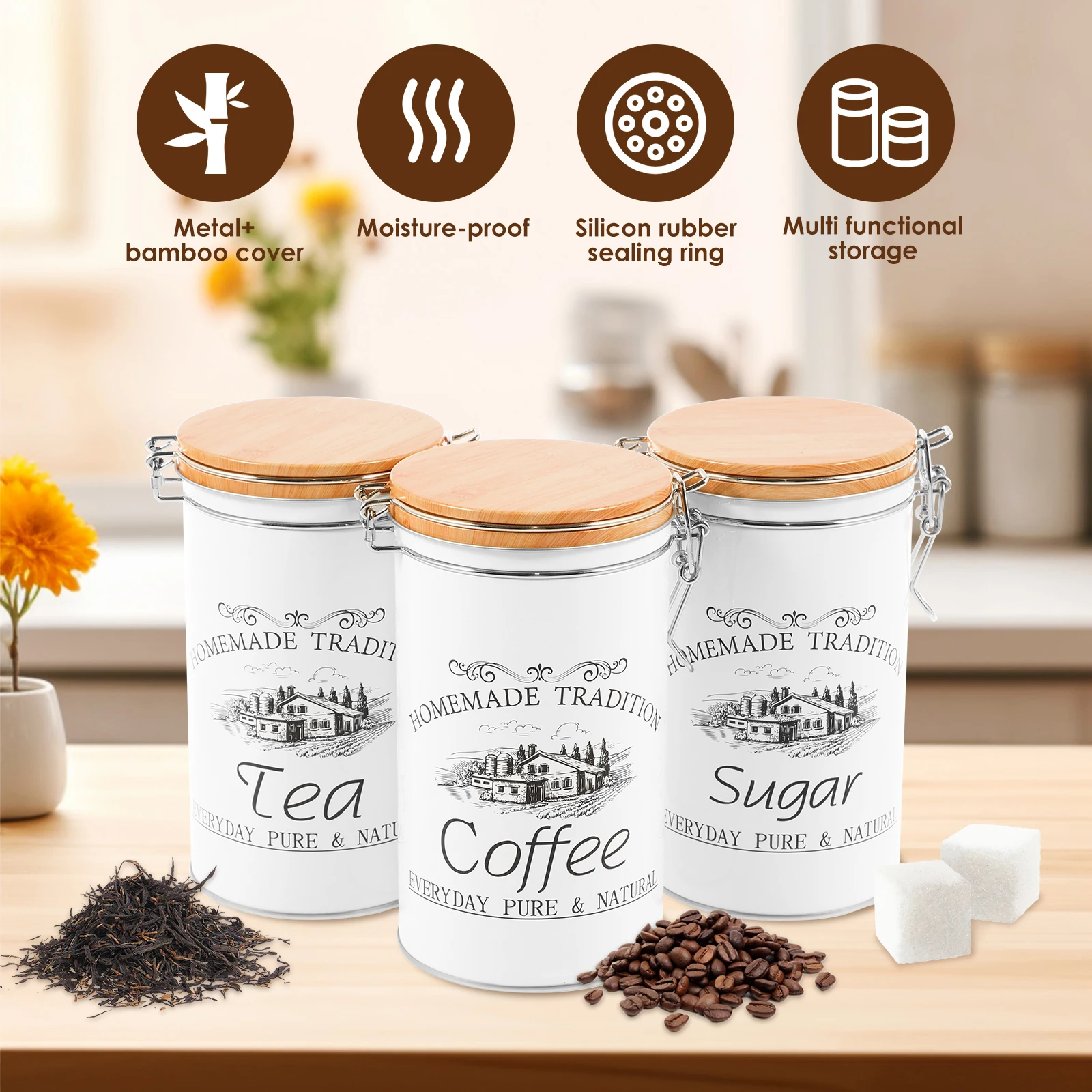 3 Teile/satz Tee Kaffee Zucker – Coffee Tea And Sugar Canister Set Bewertung und Preis